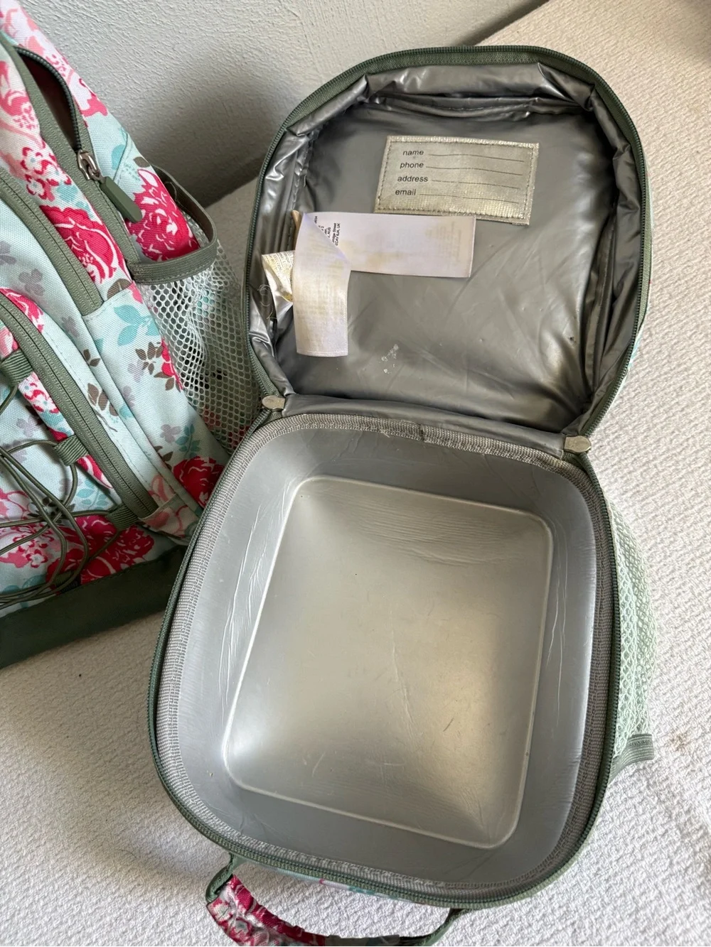 Pottery Barn Teen Floral Backpack and Lunch Box - Mint and Pink